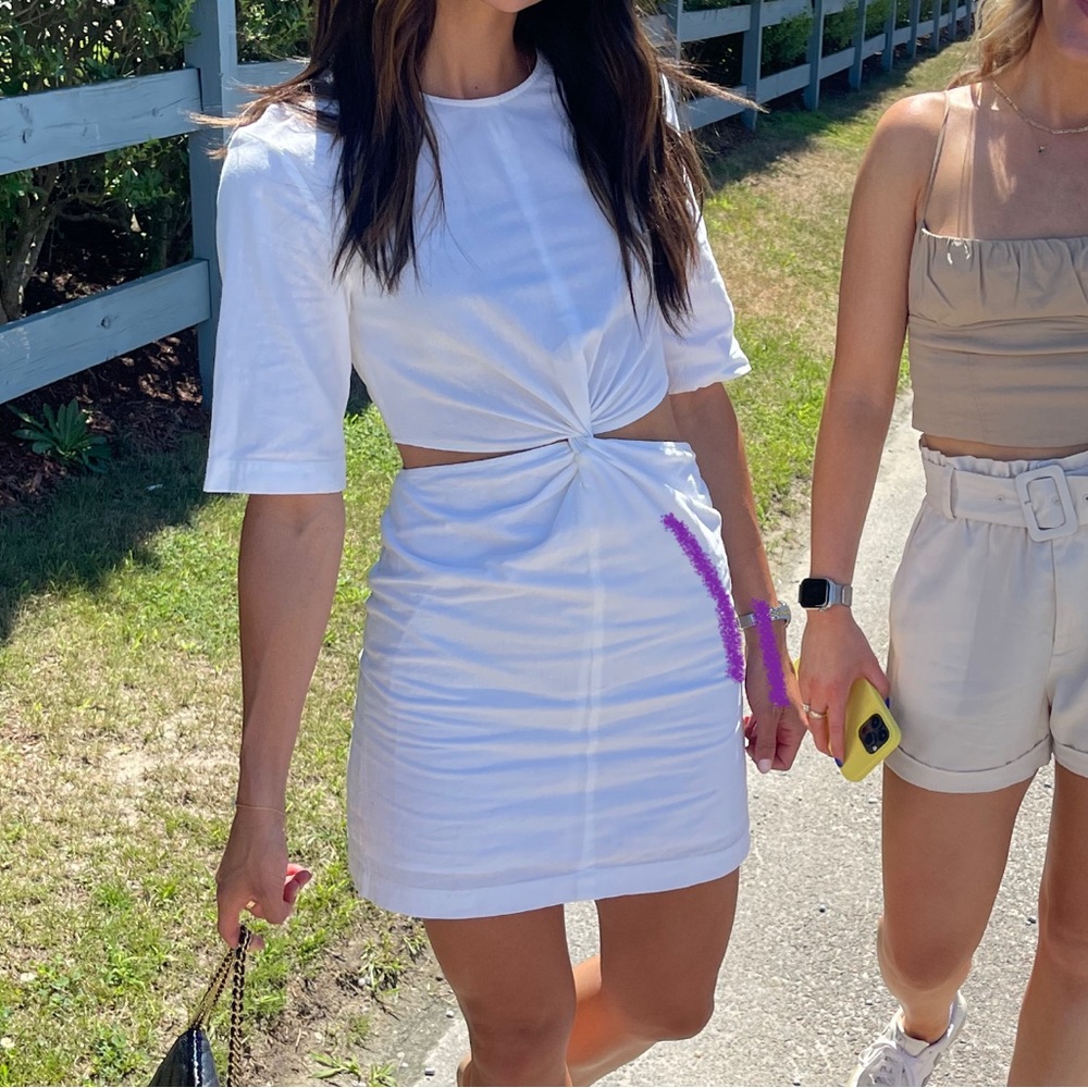 & other stories white/ivory linen cutout dress
